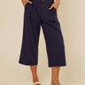 Mikki Stretch Twill Pleated Wide Leg Capri Pant Threads 4 Thought 