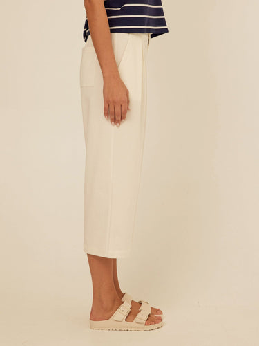 Mikki Stretch Twill Pleated Wide Leg Capri Pant Threads 4 Thought 