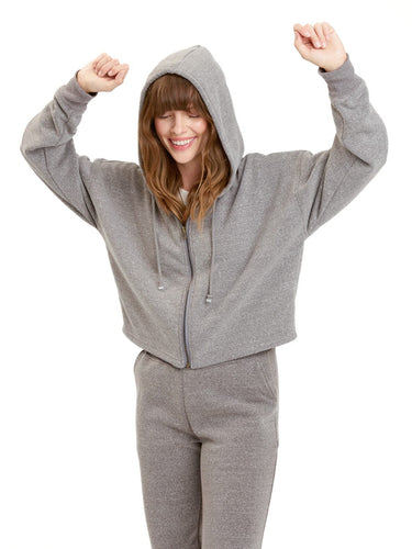 Venetia Triblend Fleece Crop Zip Hoodie Womens Outerwear Sweatshirt Threads 4 Thought 