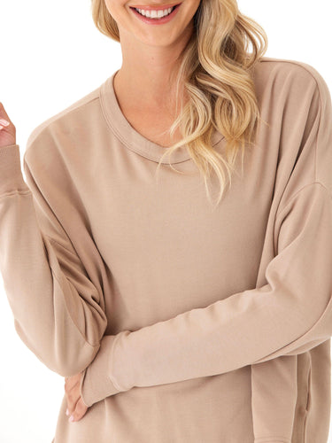 Raylin Feather Fleece Back Detail Top Womens Tops Long Tee Threads 4 Thought 