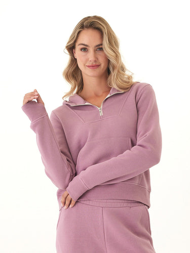 Tyra Triblend Fleece Quarter Zip Hoodie Womens Outerwear Sweatshirt Threads 4 Thought 