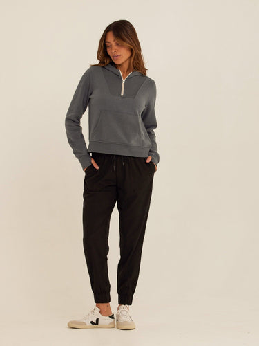 Tyra Triblend Fleece Quarter Zip Hoodie Womens Outerwear Sweatshirt Threads 4 Thought 