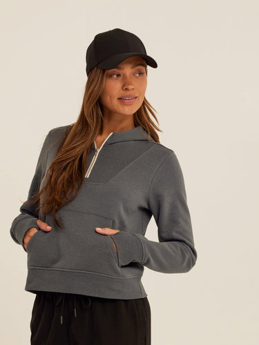 Tyra Triblend Fleece Quarter Zip Hoodie Womens Outerwear Sweatshirt Threads 4 Thought 