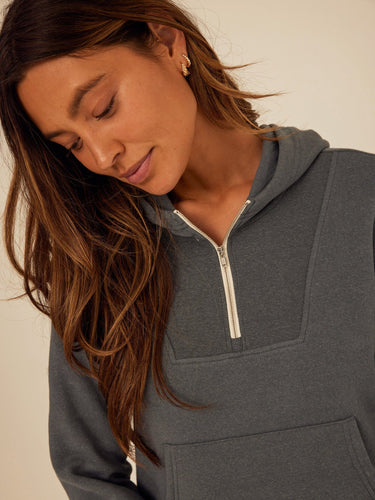 Tyra Triblend Fleece Quarter Zip Hoodie Womens Outerwear Sweatshirt Threads 4 Thought 