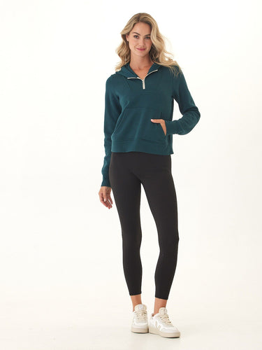 Tyra Triblend Fleece Quarter Zip Hoodie Womens Outerwear Sweatshirt Threads 4 Thought 