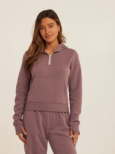 Tyra Triblend Fleece Quarter Zip Hoodie Womens Outerwear Sweatshirt Threads 4 Thought 