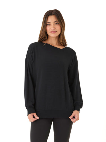 Merida Feather Fleece Asymmetrical Tunic Womens Tops Long Tee Threads 4 Thought 