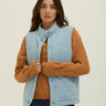 Malia Denim Terry Puffer Vest Womens Outerwear Sweatshirt Threads 4 Thought 