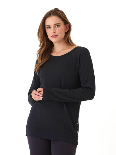 Roberta Feather Fleece Snap Button Sweatshirt Threads 4 Thought 