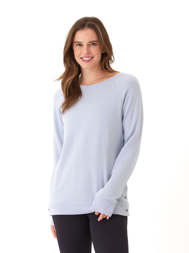 Roberta Feather Fleece Snap Button Sweatshirt Threads 4 Thought 