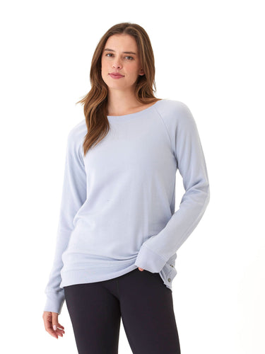 Roberta Feather Fleece Snap Button Sweatshirt Threads 4 Thought 