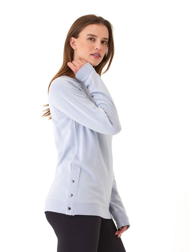 Roberta Feather Fleece Snap Button Sweatshirt Threads 4 Thought 