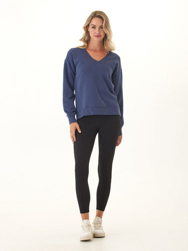 Elisha Triblend Fleece V-Neck Pullover Womens Outerwear Sweatshirt Threads 4 Thought 