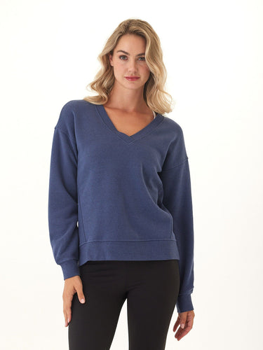 Elisha Triblend Fleece V-Neck Pullover Womens Outerwear Sweatshirt Threads 4 Thought 