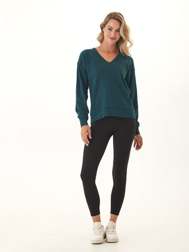 Elisha Triblend Fleece V-Neck Pullover Womens Outerwear Sweatshirt Threads 4 Thought 