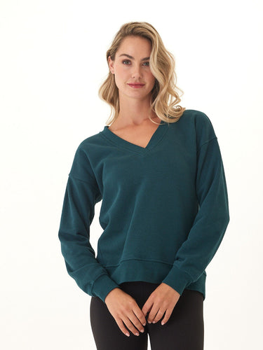 Elisha Triblend Fleece V-Neck Pullover Womens Outerwear Sweatshirt Threads 4 Thought 