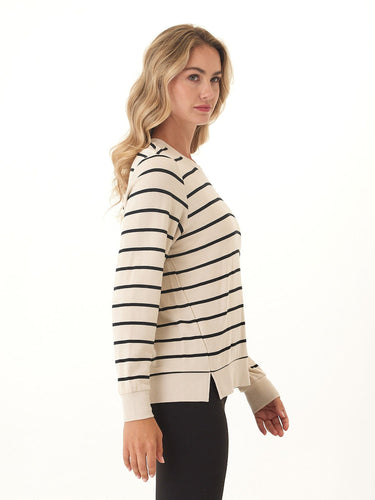 Quincy Feather Fleece Rib Mix Pullover Womens Tops Long Shirt Threads 4 Thought 