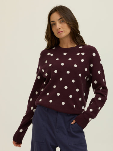 Deandra Polka Dot Cozy Sweater Womens Outerwear Sweater Threads 4 Thought 