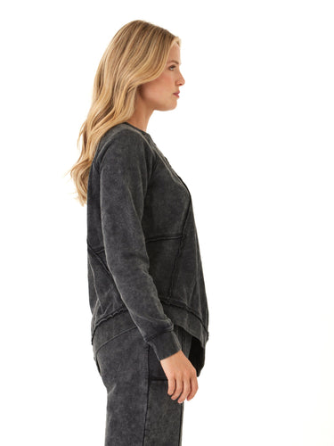 Ryssa Mineral Wash Terry Asymmetrical Pullover Womens Outerwear Sweatshirt Threads 4 Thought 