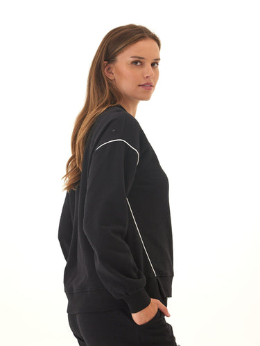 Kiesha Slub Terry Piping Detail Pullover Womens Outerwear Sweatshirt Threads 4 Thought 