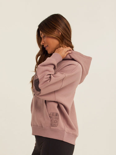Marcellina Vintage Wash Fleece Elbow Patchwork Hoodie Womens Outerwear Sweatshirt Threads 4 Thought 