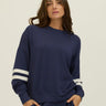Darya Feather Fleece Colorblock Stripe Detail Pullover Womens Outerwear Sweatshirt Threads 4 Thought 