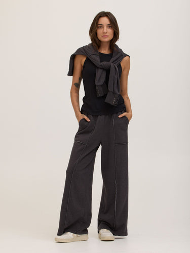 Sigourney Mineral Wash Fleece Wide Leg Pant Womens Bottoms Pants Threads 4 Thought 