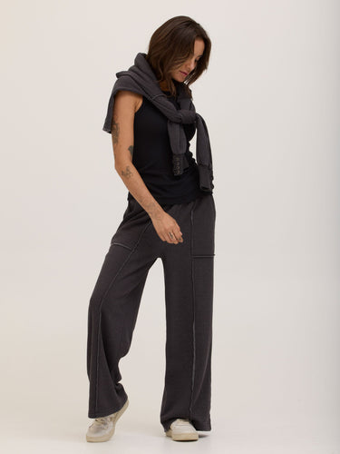 Sigourney Mineral Wash Fleece Wide Leg Pant Womens Bottoms Pants Threads 4 Thought 