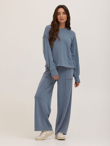 Sigourney Mineral Wash Fleece Wide Leg Pant Womens Bottoms Pants Threads 4 Thought 