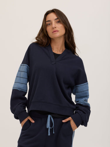 Sophia Cotton Terry Contrast Pullover Womens Outerwear Sweatshirt Threads 4 Thought 