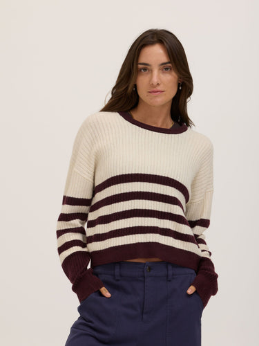 Yvonne Cozy Rib Knit Stripe Pullover Womens Outerwear Sweater Threads 4 Thought 