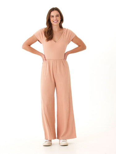 Lilyanna Smocked Jersey Flutter Sleeve Jumpsuit Womens Rompers Threads 4 Thought 