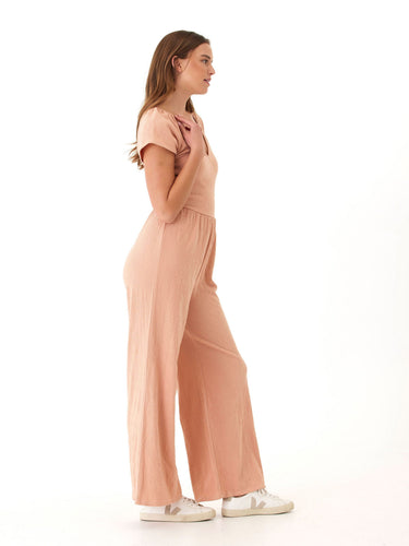 Lilyanna Smocked Jersey Flutter Sleeve Jumpsuit Womens Rompers Threads 4 Thought 