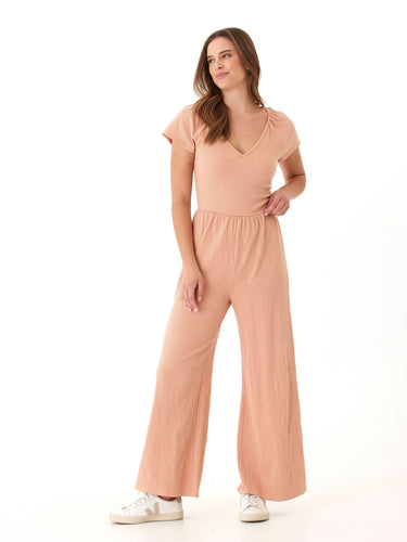 Lilyanna Smocked Jersey Flutter Sleeve Jumpsuit Womens Rompers Threads 4 Thought 
