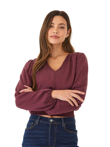 Aubree Eco Woven Smocked Waist Blouse Womens Tops Long Shirt Threads 4 Thought 