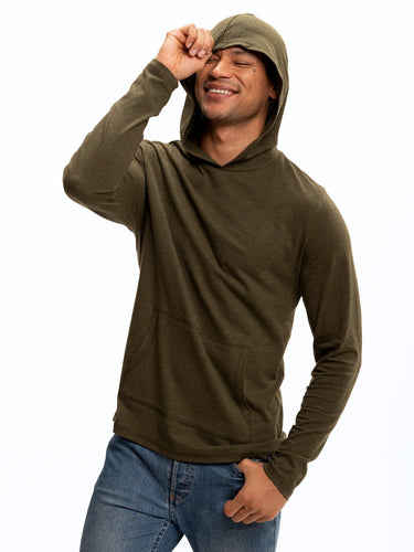 Long Sleeve Triblend Jersey Hoodie Mens Tops Tshirt Long Threads 4 Thought 