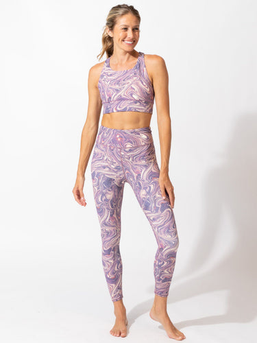 Strappy Aerial Marble Print Sports Bra Womens Tops SportsBra Threads 4 Thought 
